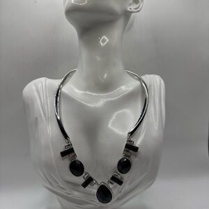 White House Black Market Silver Necklace with Dark Accents
